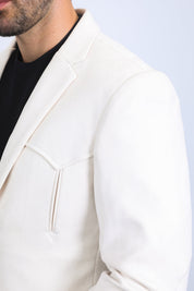 Off-White Double Button Suede Western Blazer | Blazer | Men's Faux Suede Western Off-White