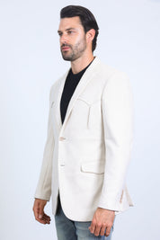 Off-White Double Button Suede Western Blazer | Blazer | Men's Faux Suede Western Off-White