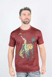 Bronc Rider Graphic Tee | T-Shirt | Men's Red Performance Knit
