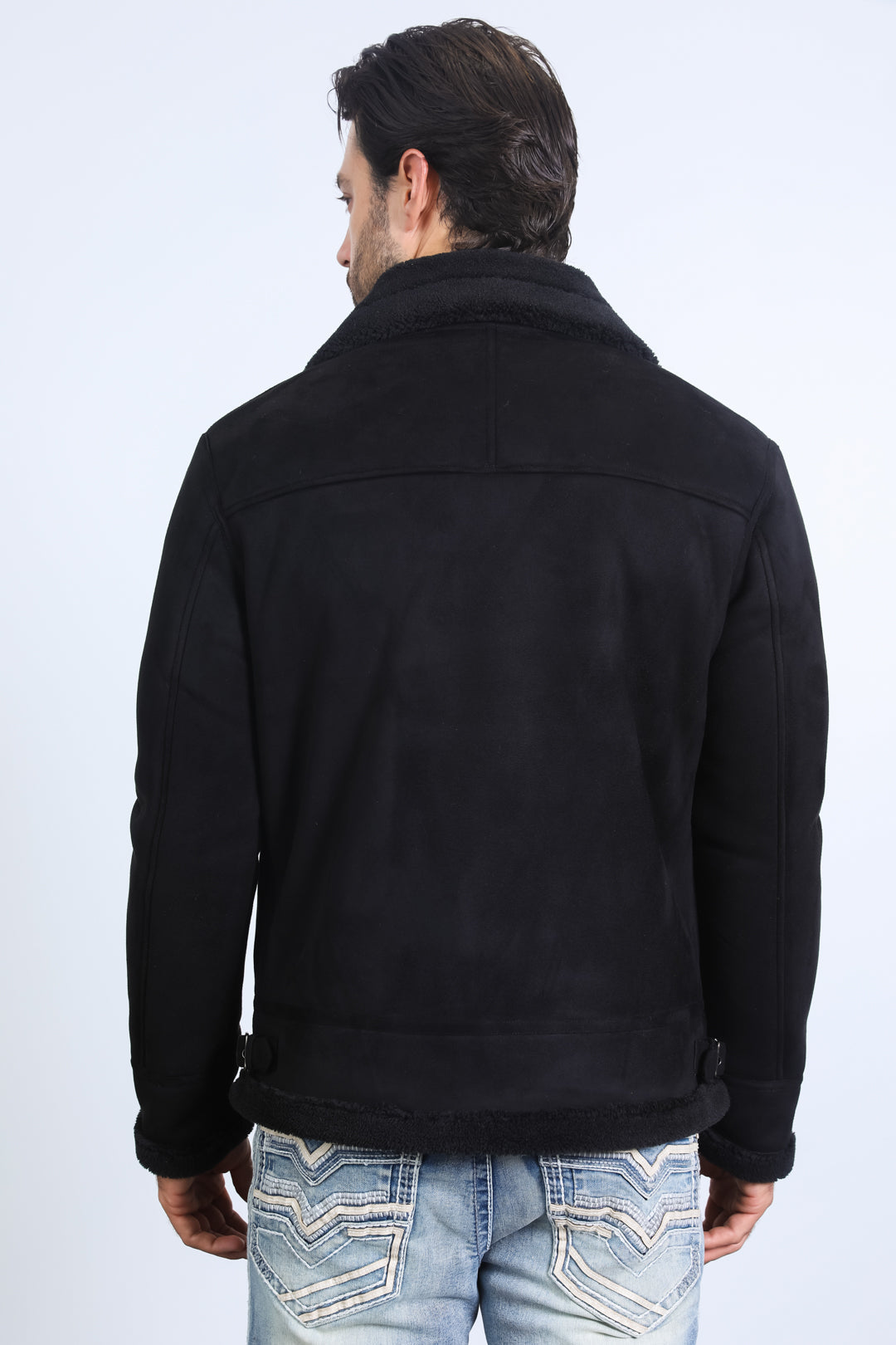 Suede Shearling Jacket | Men's Jacket | Men Faux Suede Shearling Lined White Brown Black
