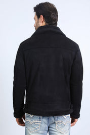Suede Shearling Jacket | Men's Jacket | Men Faux Suede Shearling Lined White Brown Black