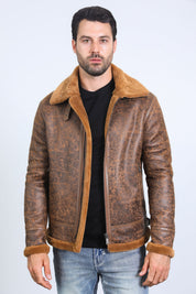 Suede Shearling Jacket | Men's Faux Shearling Lined Coat | White Brown Black