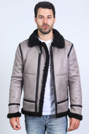 Washed Suede Shearling Jacket | Men's Winter Jacket | Men Suede Shearling Brown Grey Black