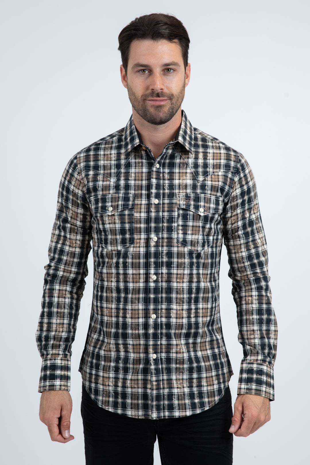 Classic Paisley Western Shirt | Shirt | Men's Cotton Spandex Black Snap Button Western