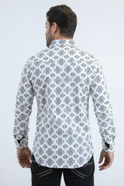 Tribal Stripe Western Shirt | Shirt | Men's Cotton Spandex White Snap Button Western