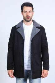 Western Long Faux Suede Coat | Men's Coat | Men Western Faux Suede Long Coat Brown Black