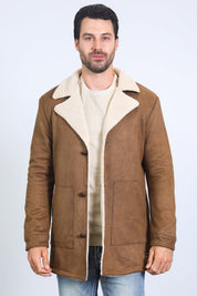 Western Long Faux Suede Coat | Men's Coat | Men Western Faux Suede Long Coat Brown Black