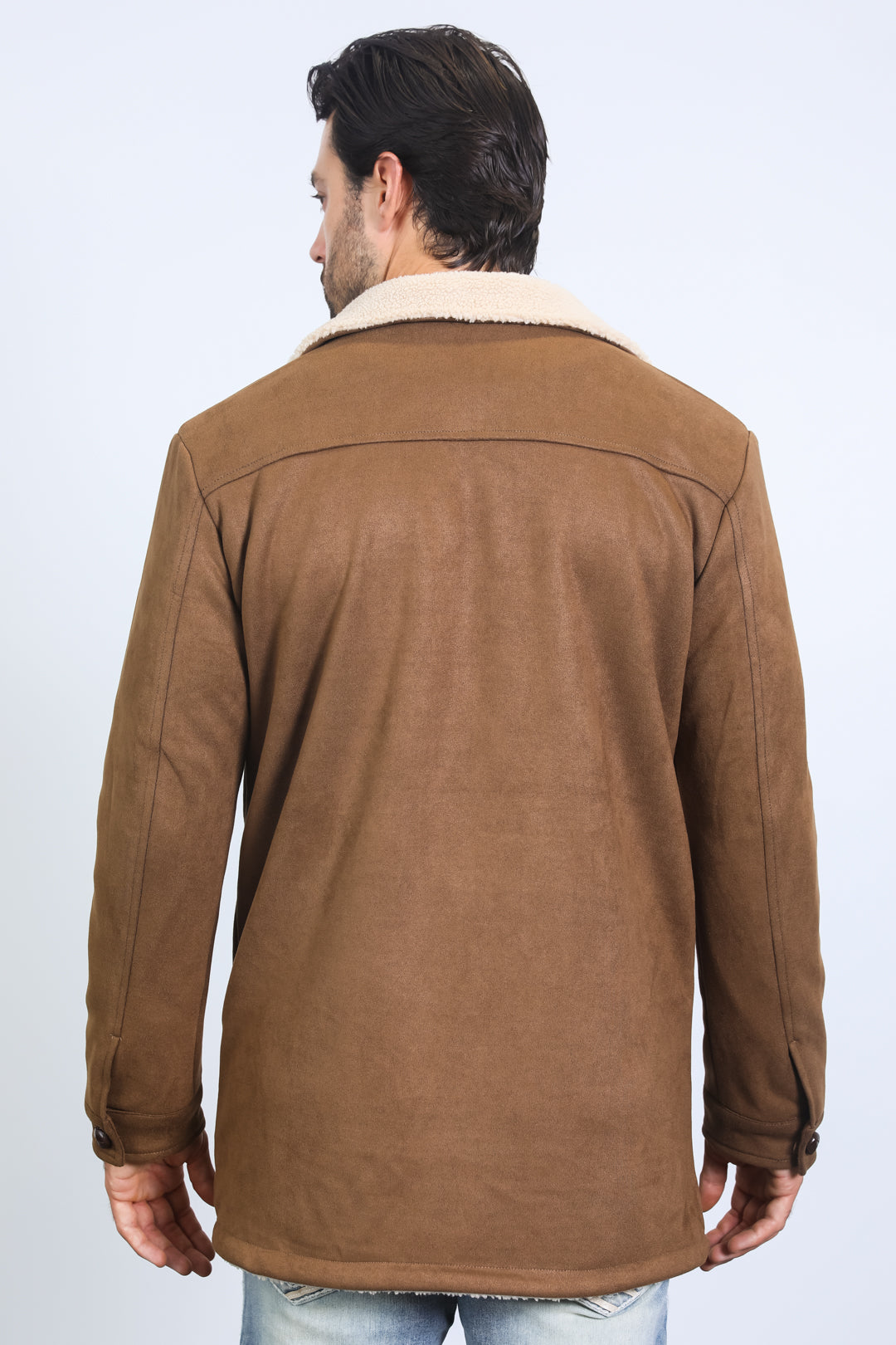 Western Long Faux Suede Coat | Men's Coat | Men Western Faux Suede Long Coat Brown Black