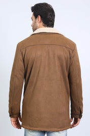 Western Long Faux Suede Coat | Men's Coat | Men Western Faux Suede Long Coat Brown Black