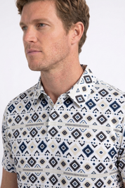 Aztec Medallion Performance Polo | Polo Shirt | Men's White Performance Knit