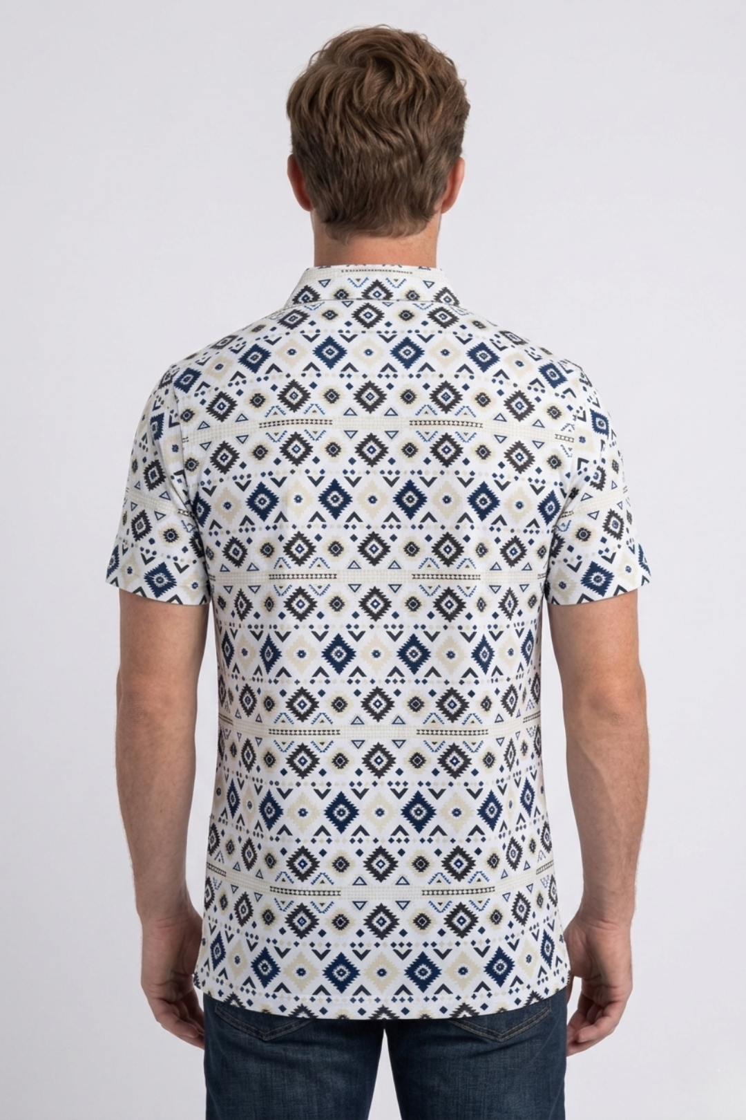 Aztec Medallion Performance Polo | Polo Shirt | Men's White Performance Knit