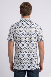 Aztec Medallion Performance Polo | Polo Shirt | Men's White Performance Knit