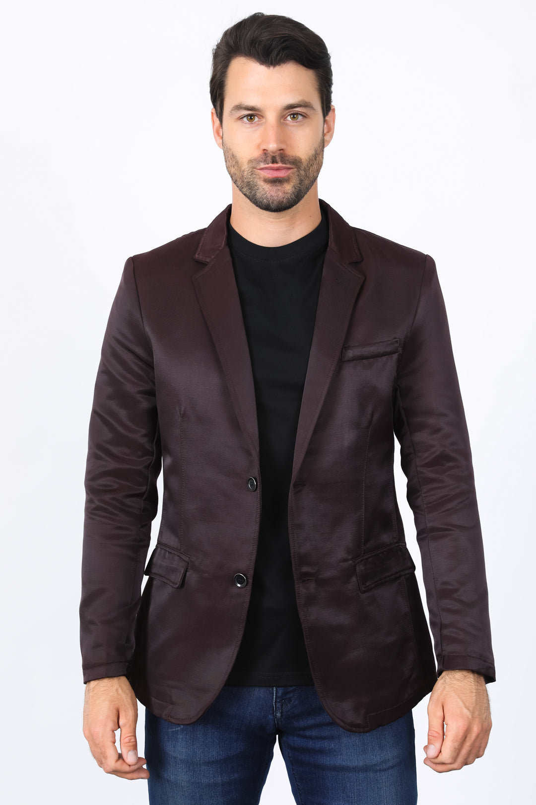 Double Button Blazer | Men's Blazer | Men Double Button Black Wine Red