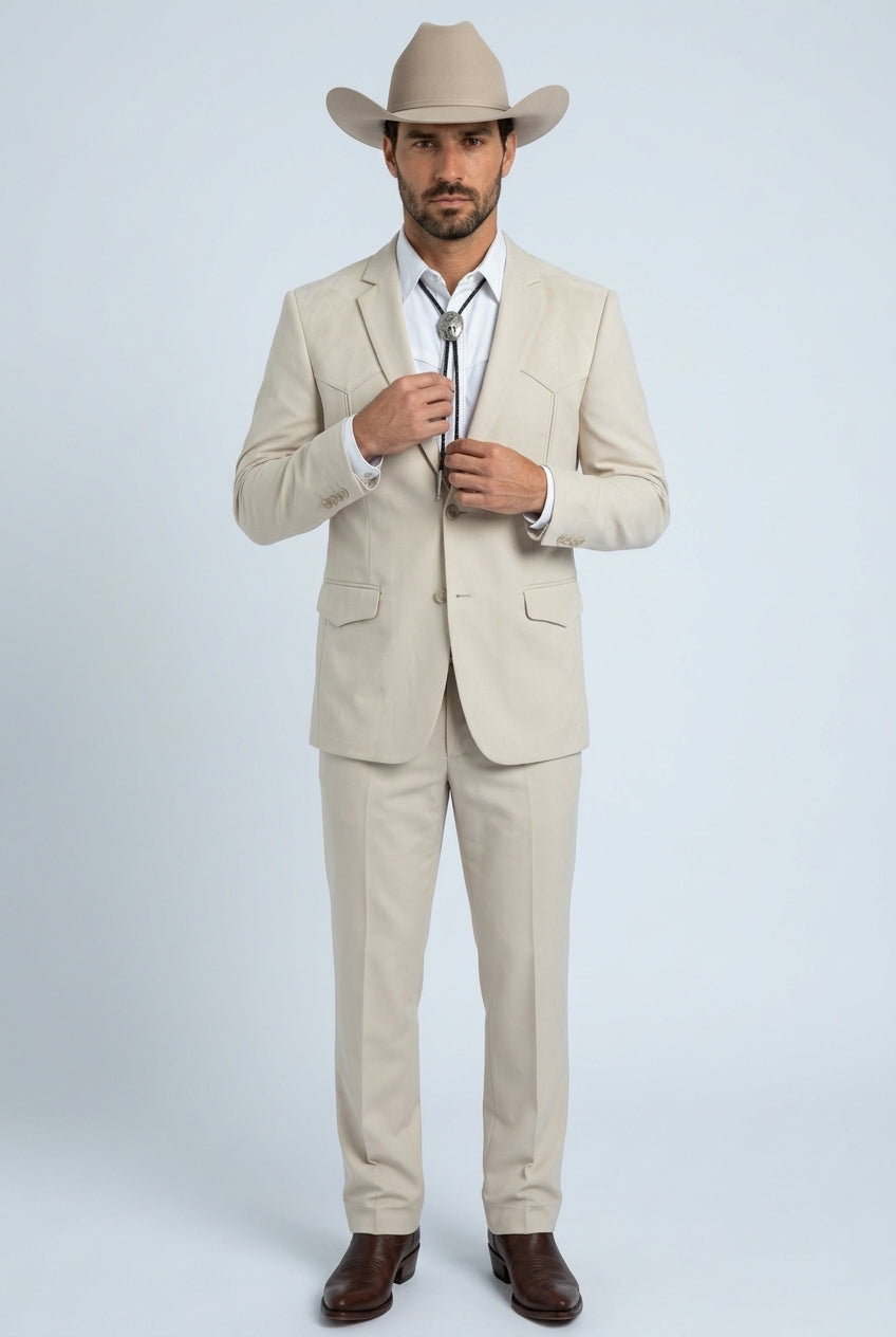 Winstead Tonal Yoke Suit Beige | Suit | Men's Beige Tonal Yoke Tailored Two-Piece