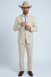 Winstead Tonal Yoke Suit Beige | Suit | Men's Beige Tonal Yoke Tailored Two-Piece