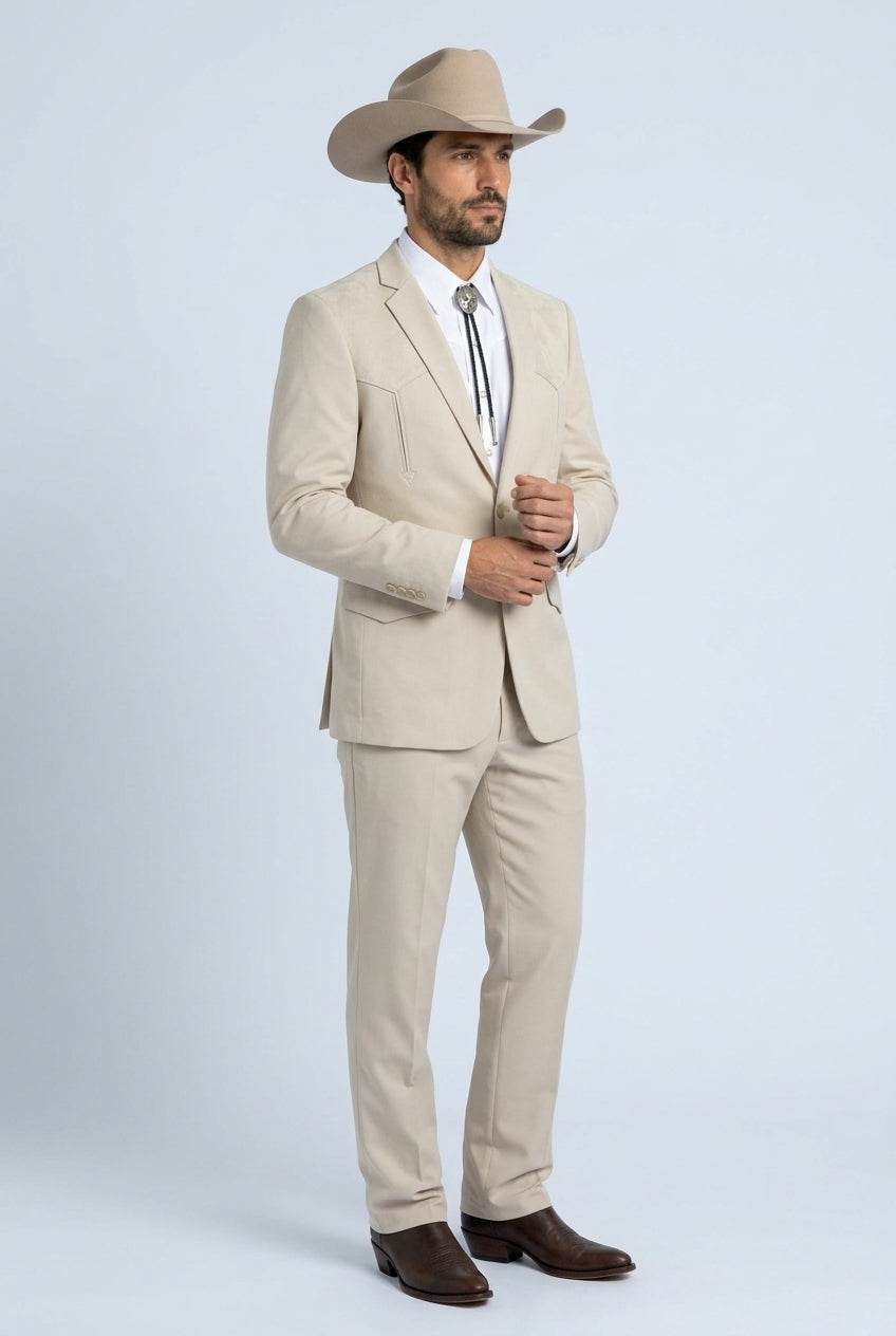 Winstead Tonal Yoke Suit Beige | Suit | Men's Beige Tonal Yoke Tailored Two-Piece