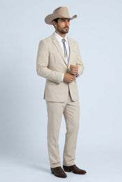 Winstead Tonal Yoke Suit Beige | Suit | Men's Beige Tonal Yoke Tailored Two-Piece
