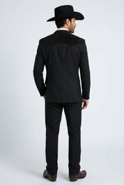 Winstead Tonal Yoke Suit Black | Suit | Men's Black Tonal Yoke Tailored Two-Piece