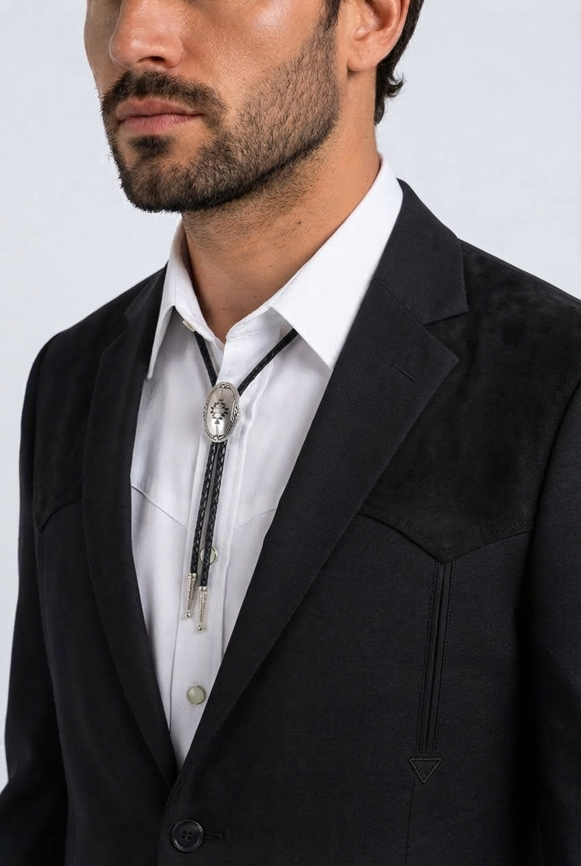 Winstead Tonal Yoke Suit Black | Suit | Men's Black Tonal Yoke Tailored Two-Piece