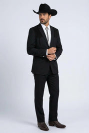 Winstead Tonal Yoke Suit Black | Suit | Men's Black Tonal Yoke Tailored Two-Piece