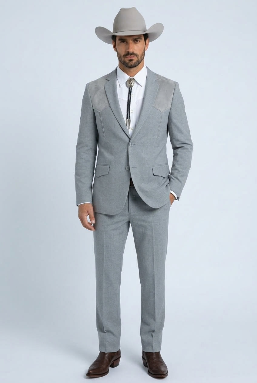 Winstead Tonal Yoke Suit Grey | Suit | Men's Grey Tonal Yoke Tailored Two-Piece