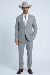 Winstead Tonal Yoke Suit Grey | Suit | Men's Grey Tonal Yoke Tailored Two-Piece