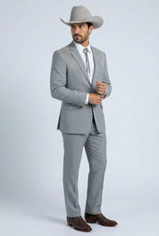 Winstead Tonal Yoke Suit Grey | Suit | Men's Grey Tonal Yoke Tailored Two-Piece