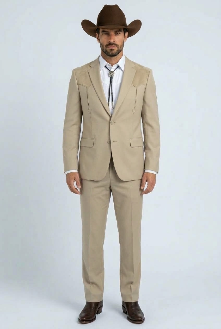 Winstead Tonal Yoke Suit Khaki | Suit | Men's Khaki Tonal Yoke Tailored Two-Piece