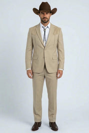 Winstead Tonal Yoke Suit Khaki | Suit | Men's Khaki Tonal Yoke Tailored Two-Piece