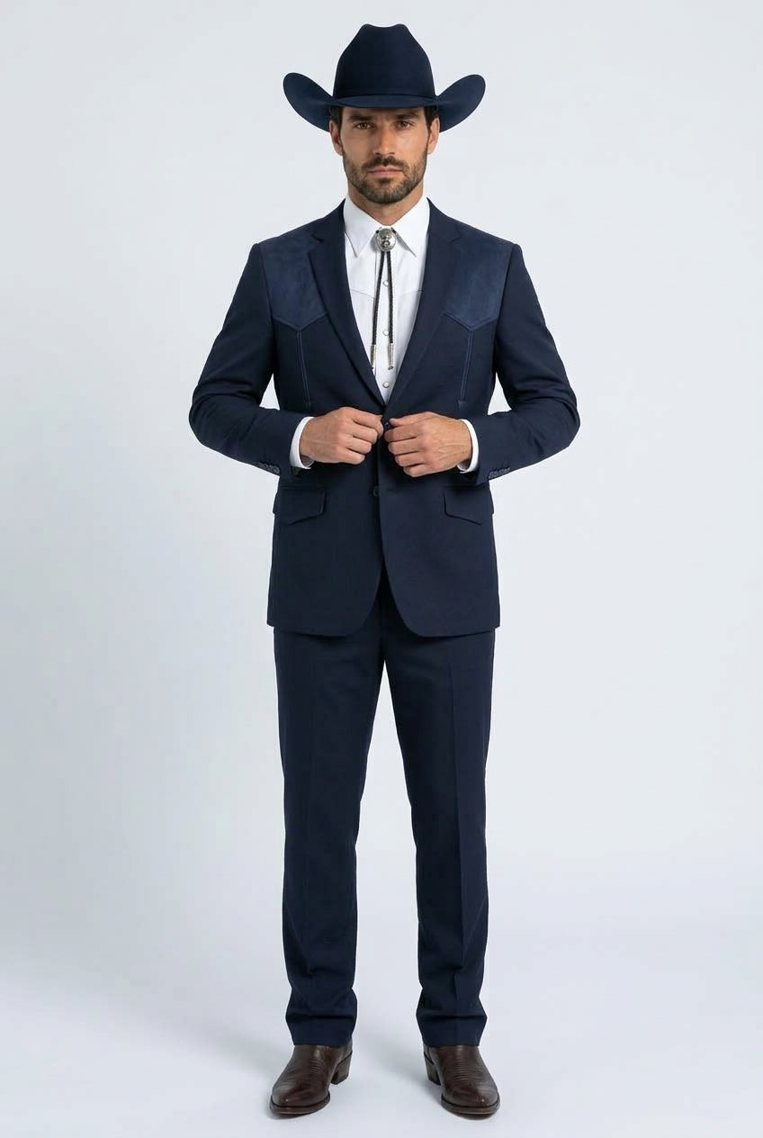 Winstead Tonal Yoke Suit Navy | Suit | Men's Navy Tonal Yoke Tailored Two-Piece