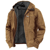 Finsbury Hooded Canvas Jacket | Men's Fleece-Lined Winter Coat | Black Grey Navy Green Camel