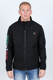 Mexico Embroidery Softshell Jacket | Men's Jacket | Men Embroidered Softshell Black