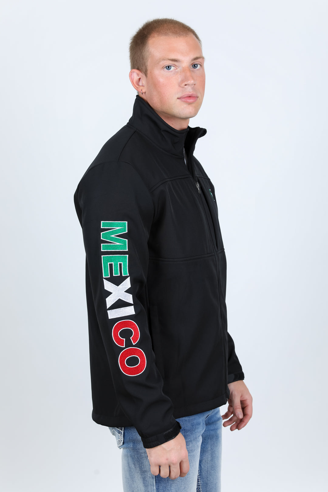 Mexico Embroidery Softshell Jacket | Men's Jacket | Men Embroidered Softshell Black