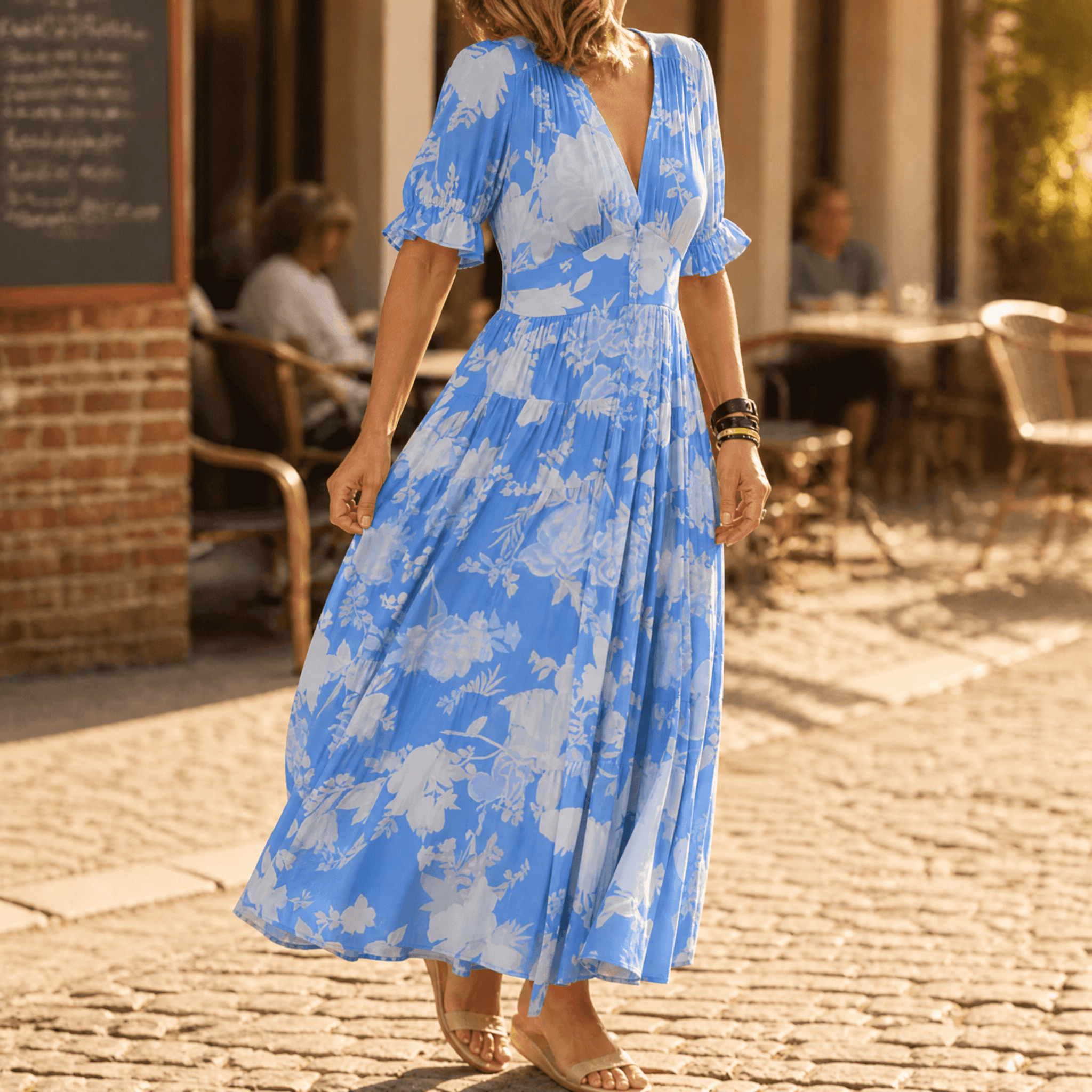 Wren Floral Flowing Maxi Dress | Women's Elegant Maxi Dress | Summer Holiday Long Dress UK