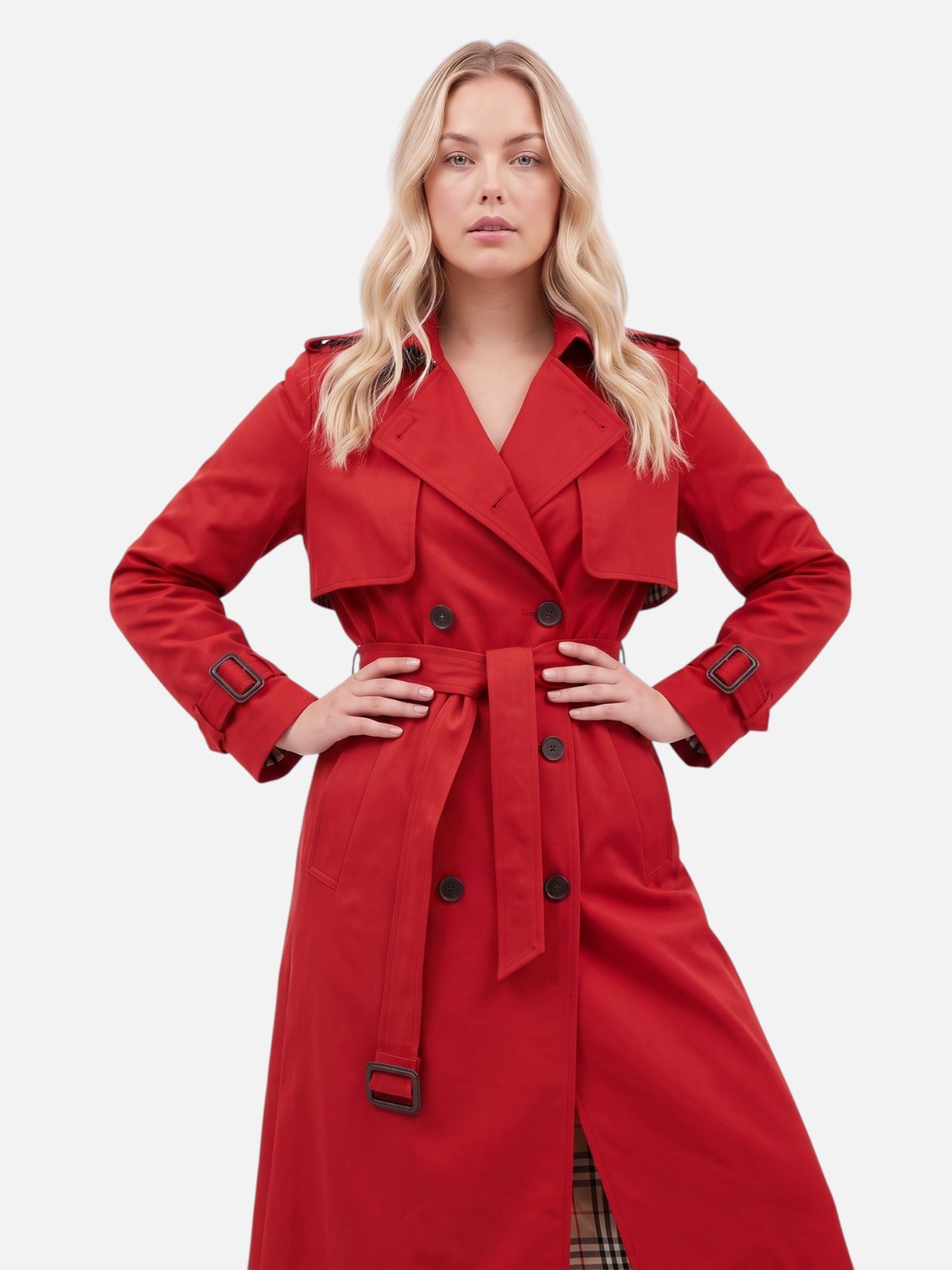 Women's Classic Belted Double-Breasted Trench Coat | Slim Fit Autumn Winter Outerwear | Elegant Long Jacket | XS–3XL