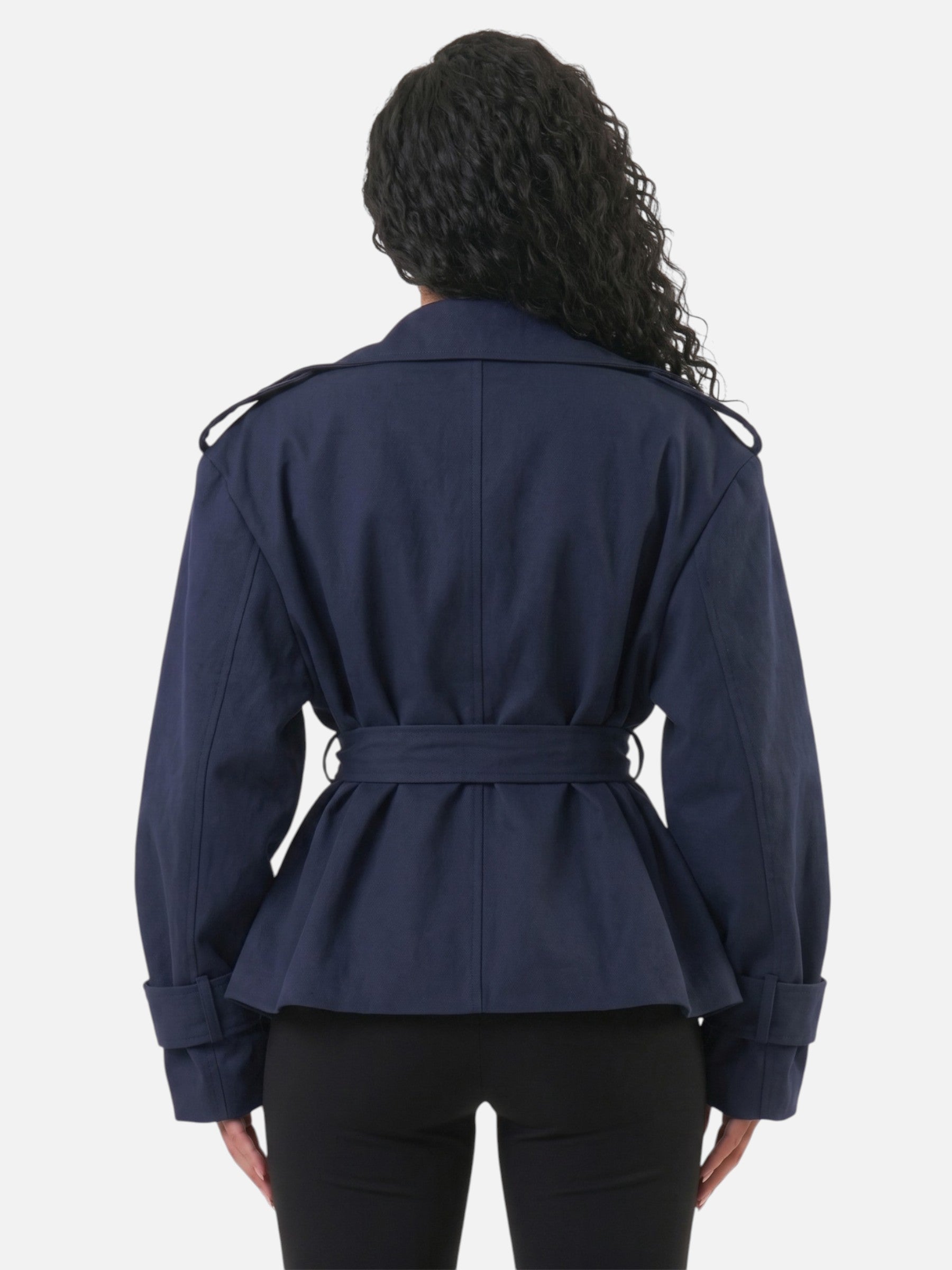 Women's Cropped Trench Coat Contemporary Commuter Style Belted Autumn Outerwear