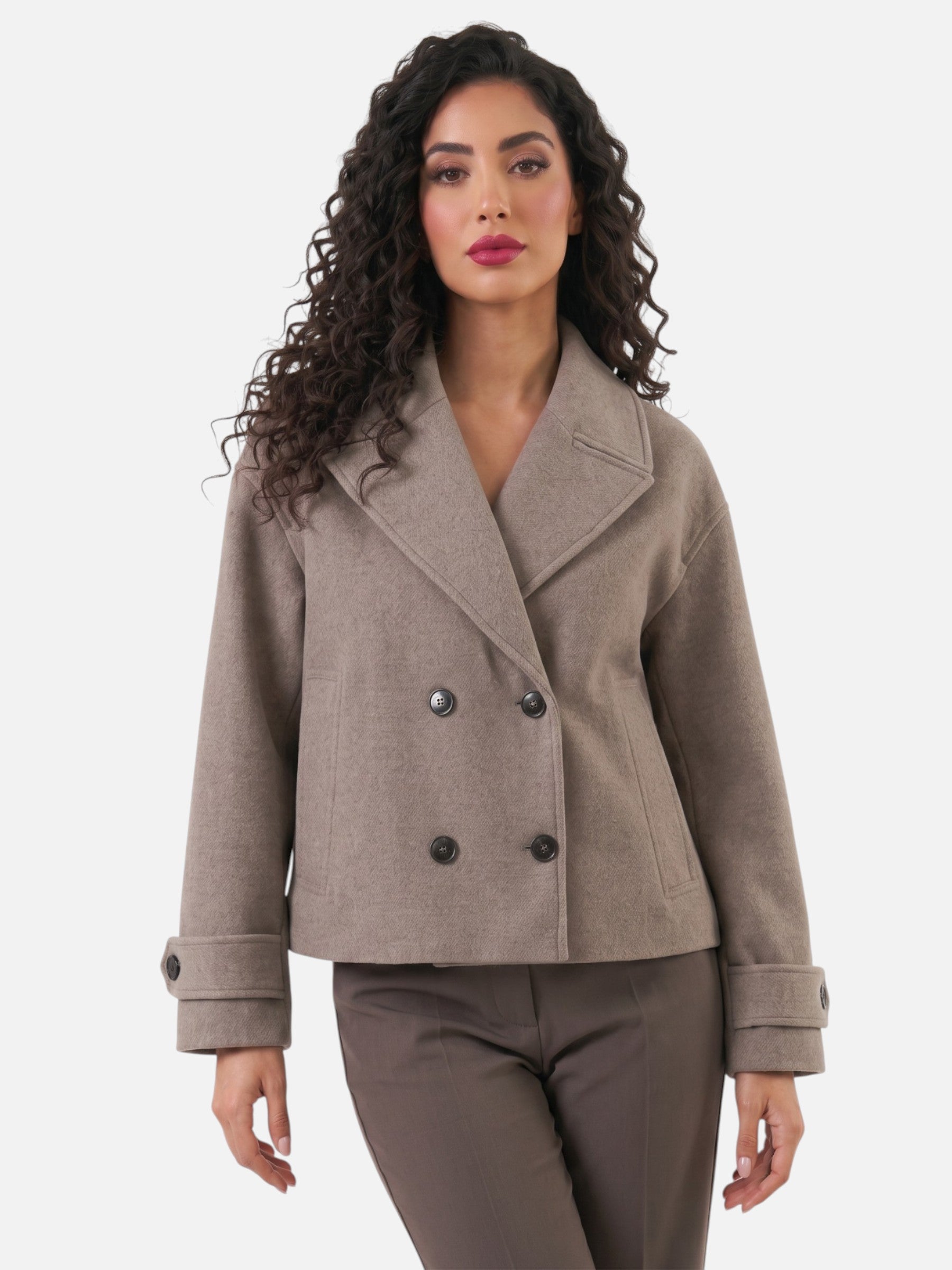 Women's Double-Breasted Trench Jacket Vintage Elegance | Belted Winter Coat Khaki Coffee Brown