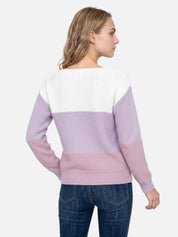 Women's Colour-Blocked Drop-Shoulder Knit Sweater Oversized Cosy Autumn Pullover