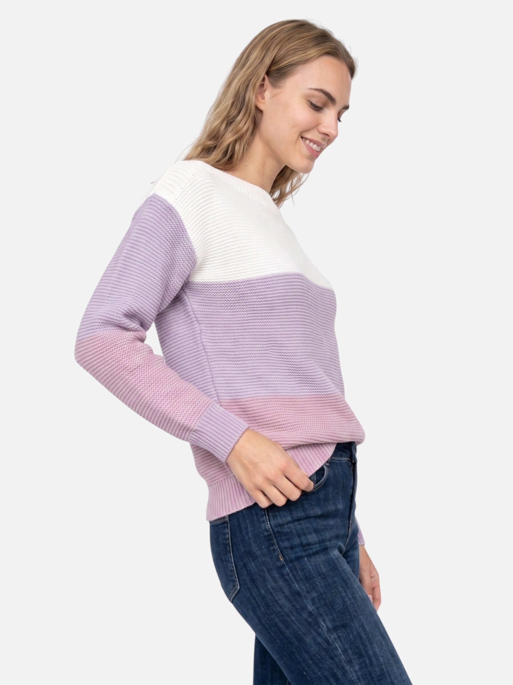 Women's Colour-Blocked Drop-Shoulder Knit Sweater Oversized Cosy Autumn Pullover
