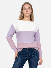 Women's Colour-Blocked Drop-Shoulder Knit Sweater Oversized Cosy Autumn Pullover