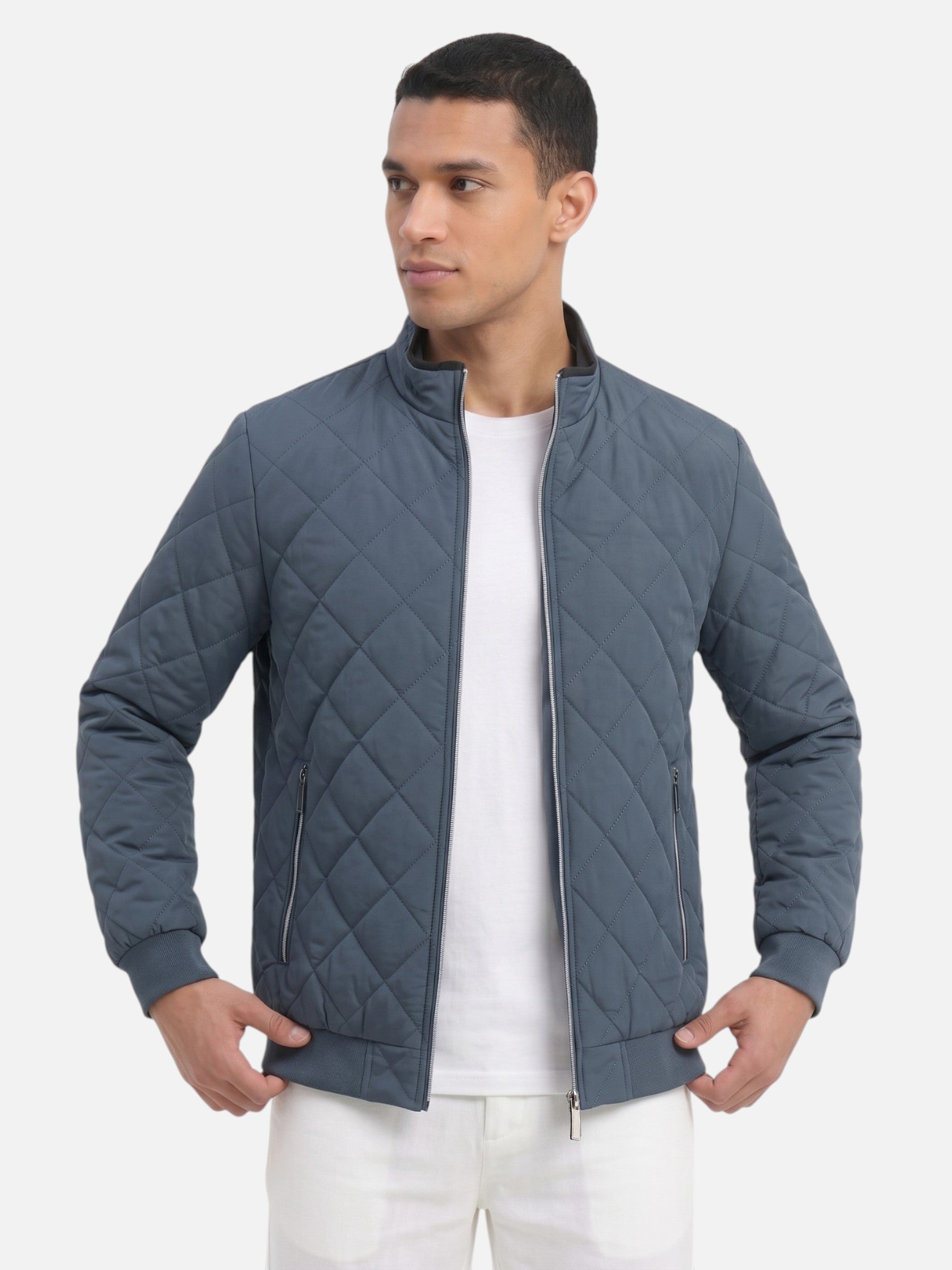 Southbank Diamond Fleece Bomber Jacket | Men's Fleece-Lined Winter Bomber | Casual Outerwear UK