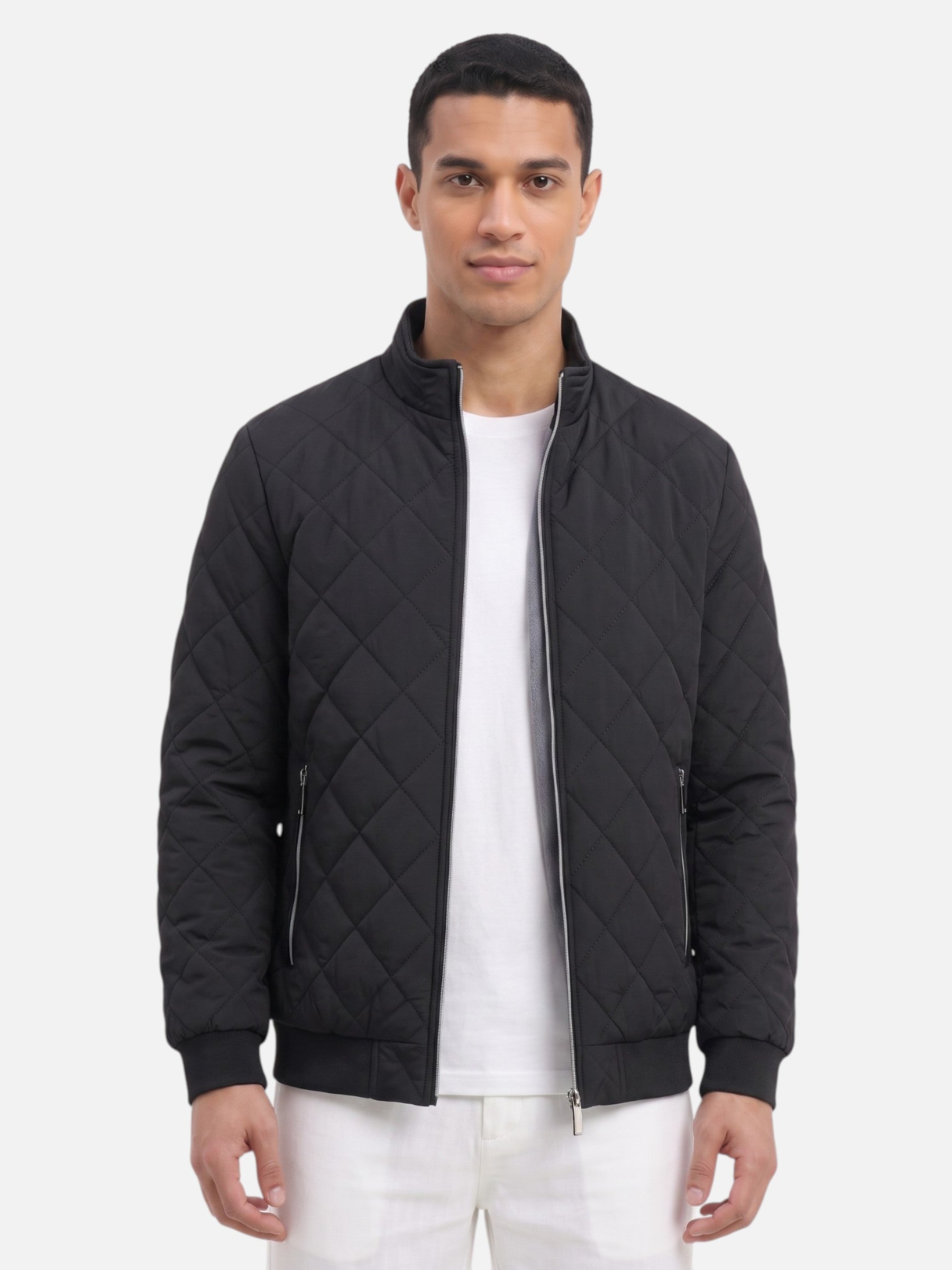 Southbank Diamond Fleece Bomber Jacket | Men's Fleece-Lined Winter Bomber | Casual Outerwear UK
