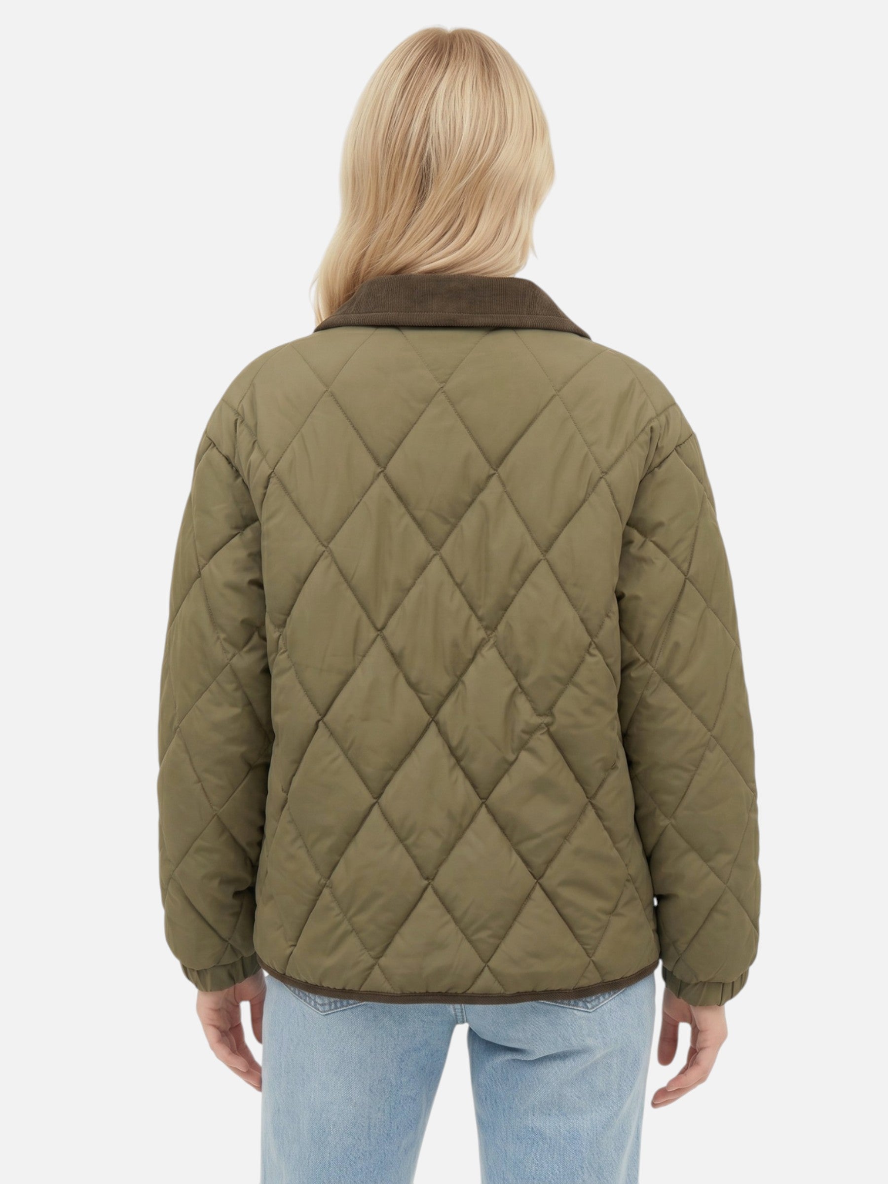Women's Diamond Quilted Puffer Jacket – Lightweight Insulated Winter Coat | Olive Black Beige Purple | S–2XL