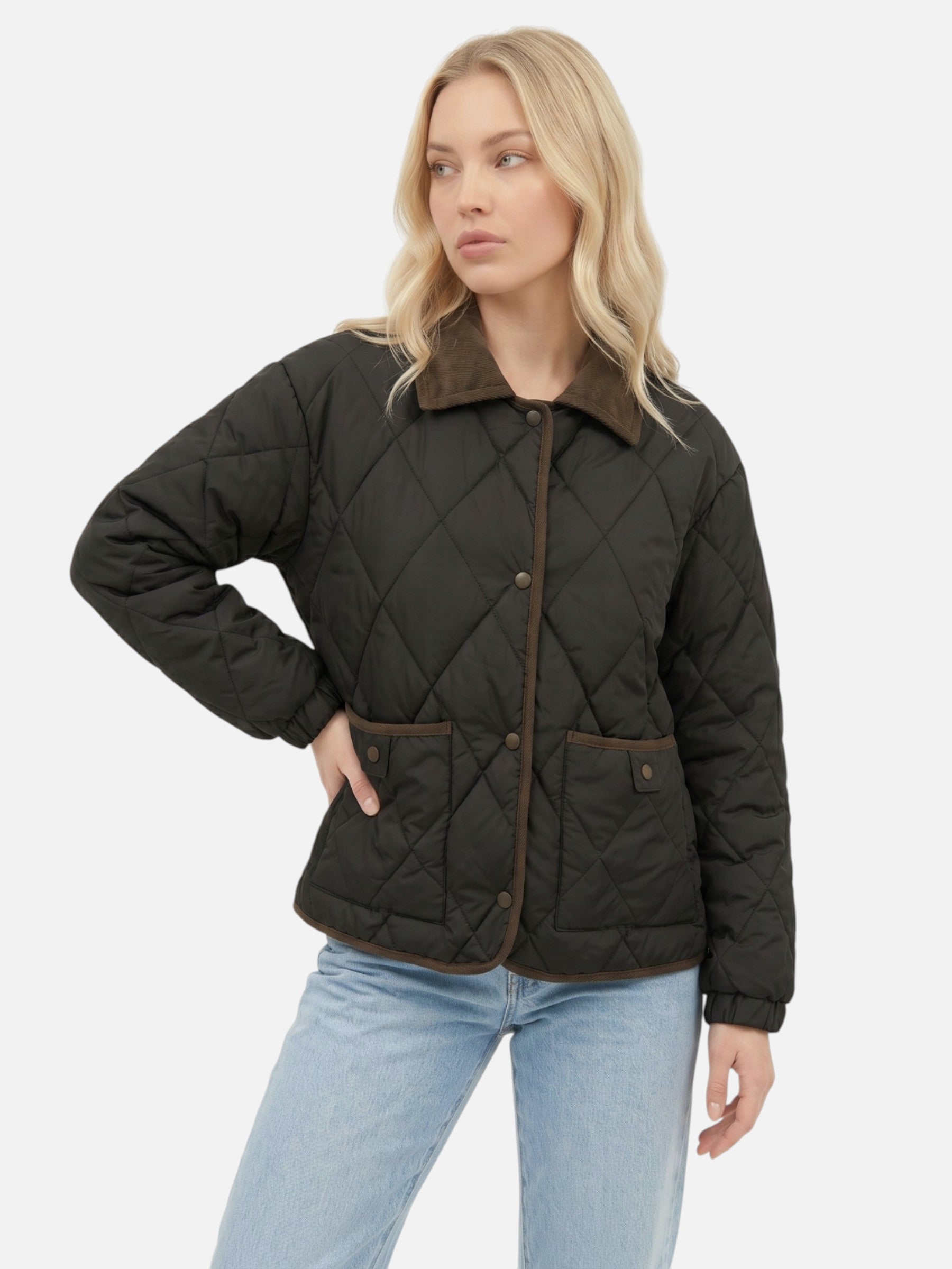 Women's Diamond Quilted Puffer Jacket – Lightweight Insulated Winter Coat | Olive Black Beige Purple | S–2XL