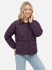 Women's Diamond Quilted Puffer Jacket – Lightweight Insulated Winter Coat | Olive Black Beige Purple | S–2XL