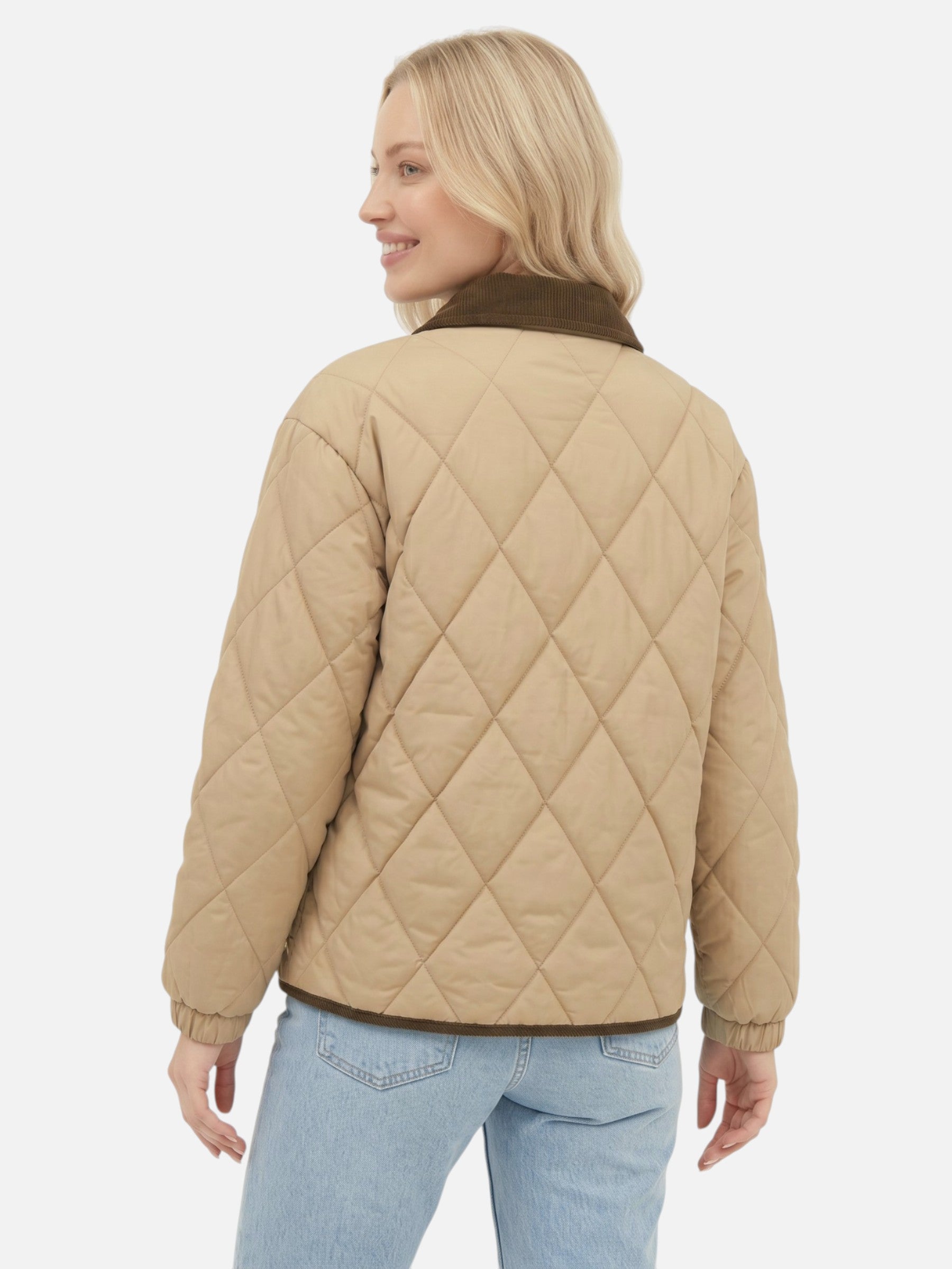 Women's Diamond Quilted Puffer Jacket – Lightweight Insulated Winter Coat | Olive Black Beige Purple | S–2XL