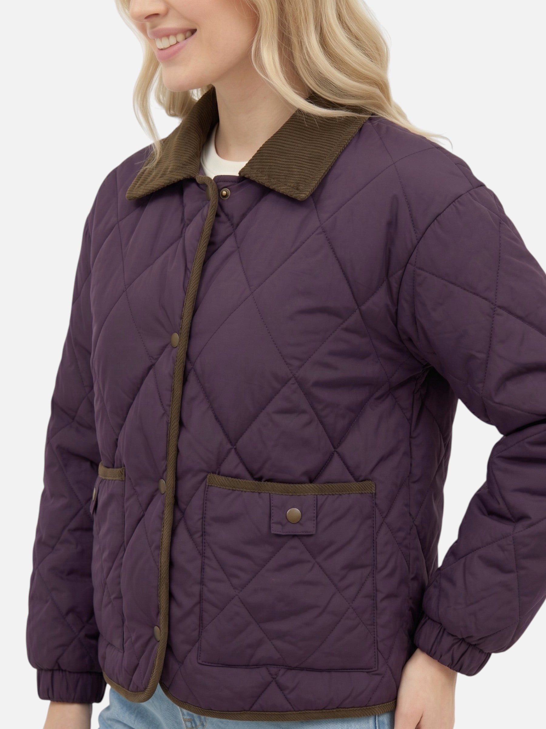 Women's Diamond Quilted Puffer Jacket – Lightweight Insulated Winter Coat | Olive Black Beige Purple | S–2XL