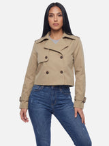 Women's Cropped Double-Breasted Trench Coat | Vintage Elegance | Beige Brown Black | UK Sizes S-XL