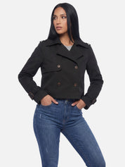 Women's Cropped Double-Breasted Trench Coat Vintage Elegance Autumn Outerwear