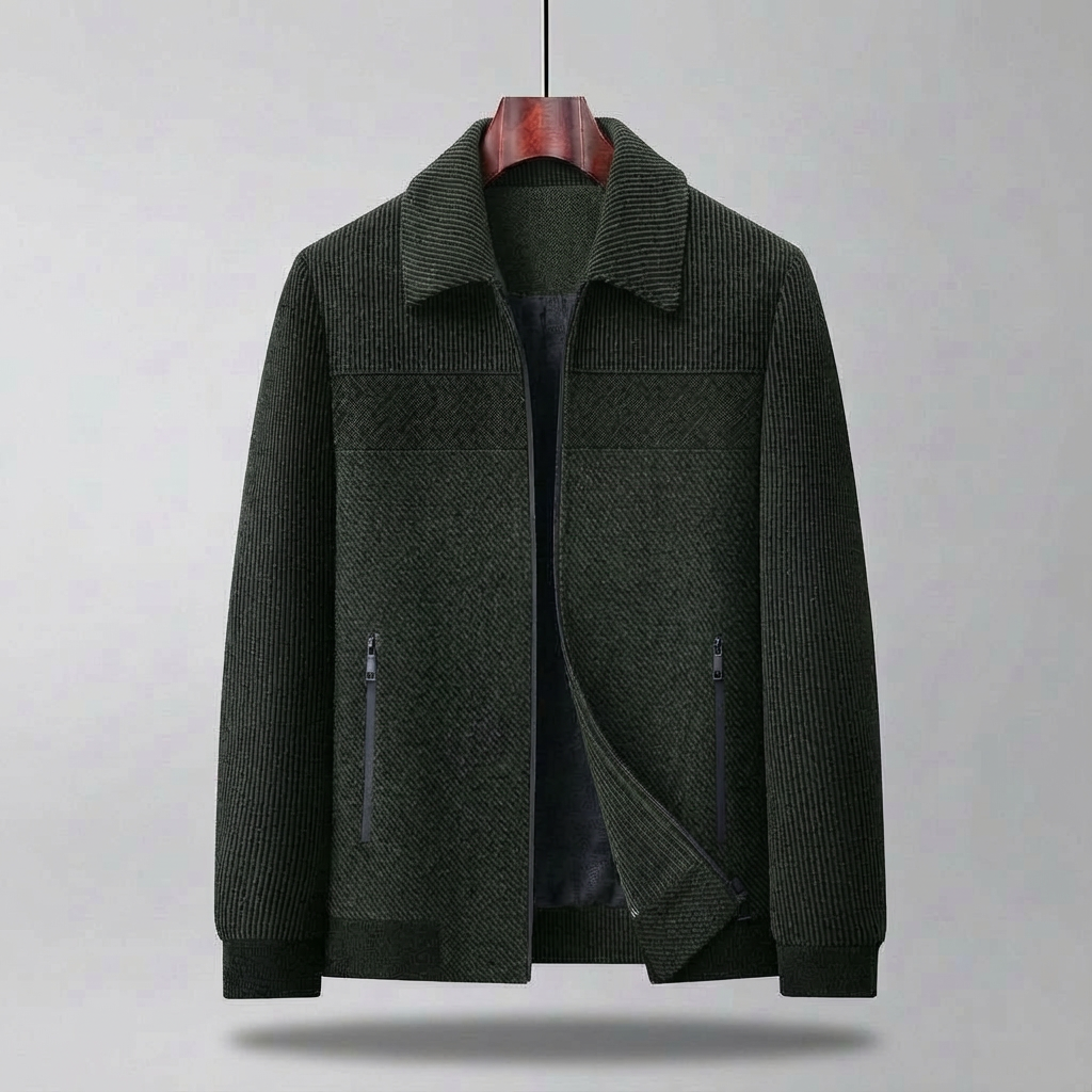 Men's Atlas Quilted Jacket Padded Coat | Casual Winter Warm Outerwear Navy Green